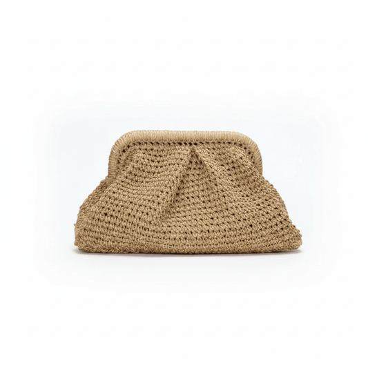 Brown Raffia Clutch - mia mare