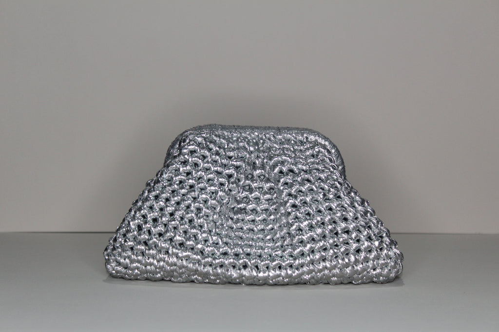 Silver Metallic Clutch - mia mare