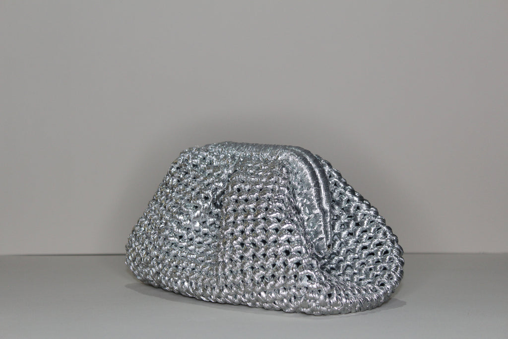 Silver Metallic Clutch - mia mare