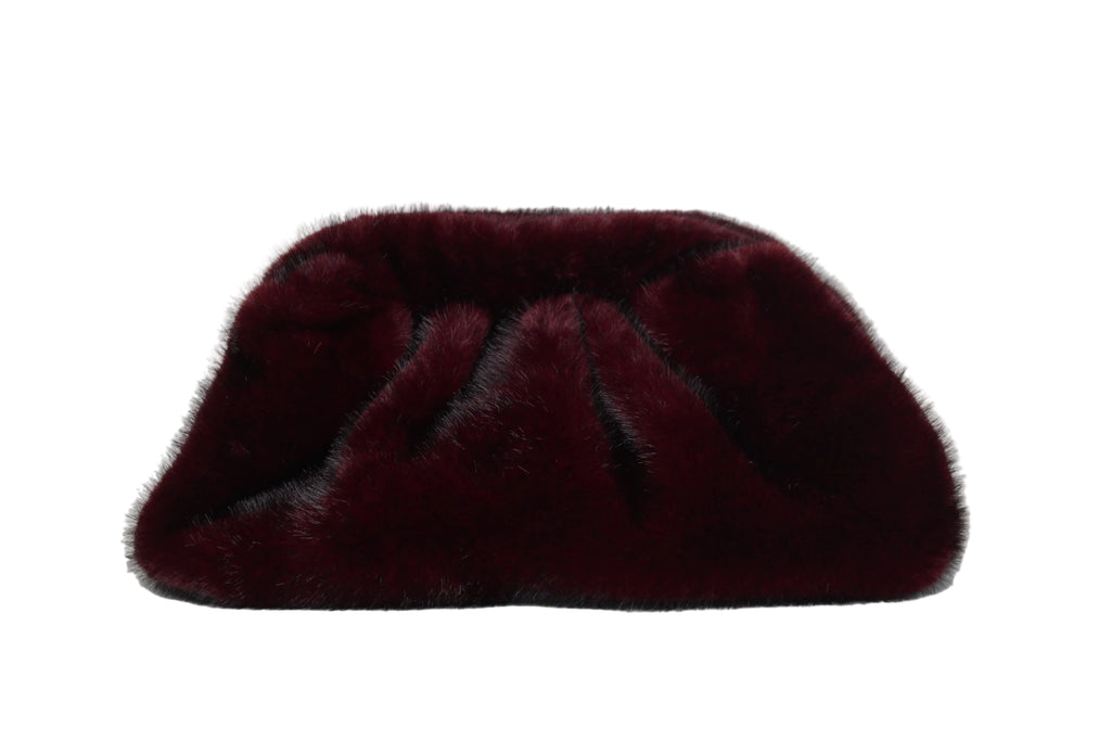 Bordeaux Margaux Fur Clutch
