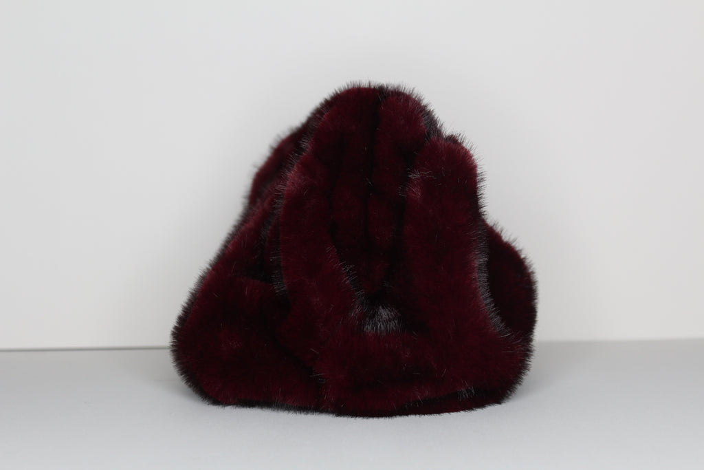 Bordeaux Margaux Fur Clutch