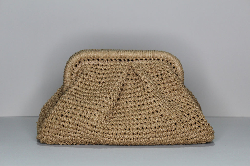 Brown Raffia Clutch - mia mare